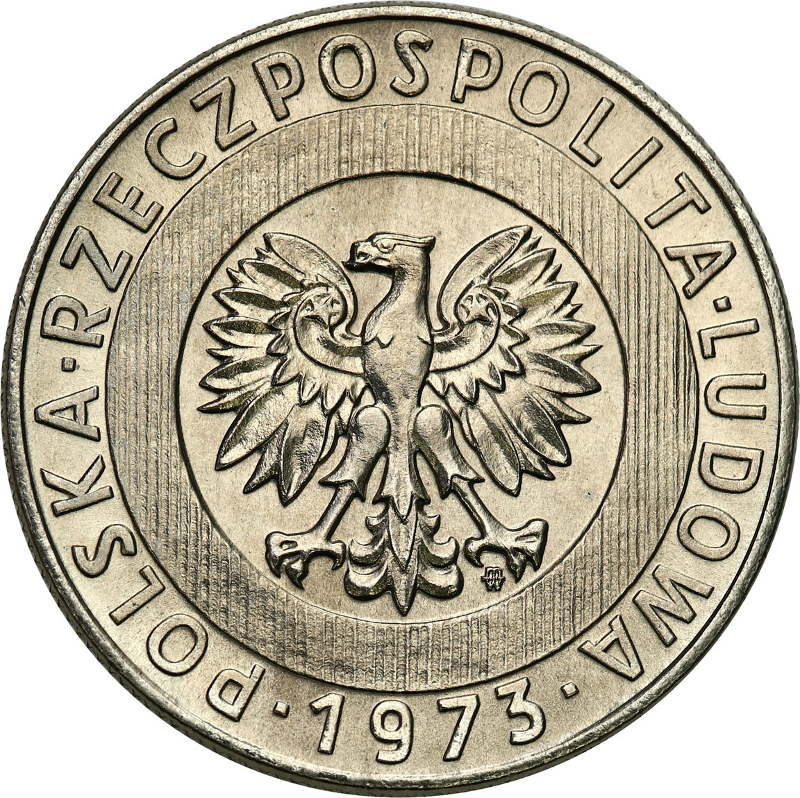 PRL. PRÓBA Nikiel 20 złotych 1973 - wieżowiec i kłosy